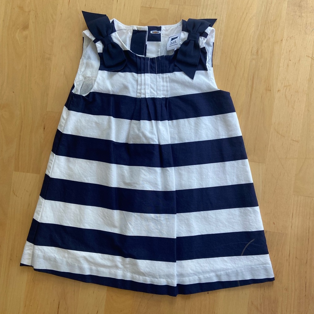 NWOT Janie and Jack 3-6month dress. Navy and white stripe dress